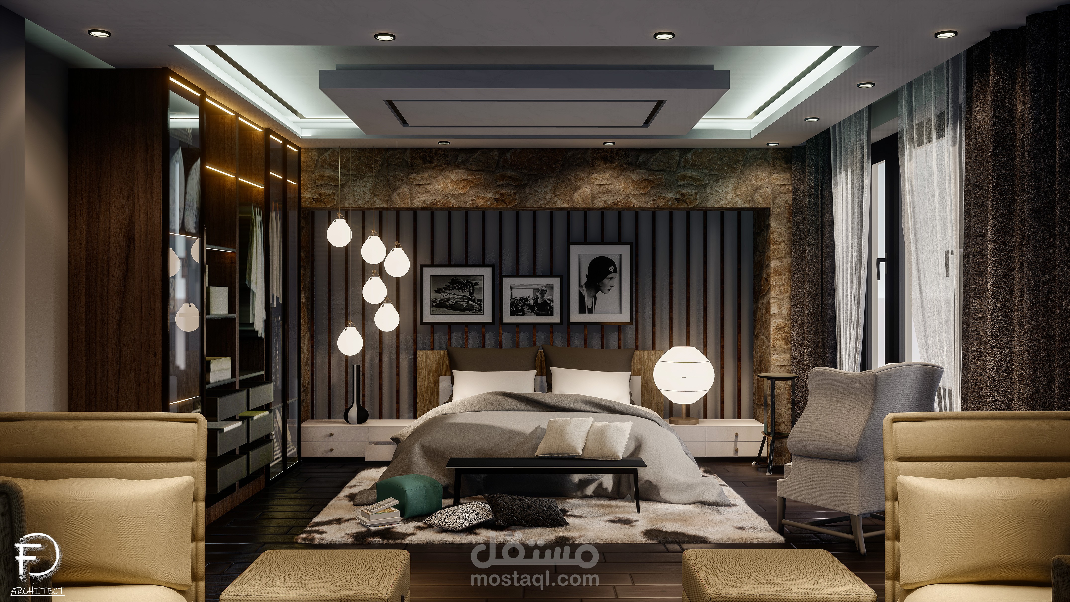 تصميم داخلي لغرفة نوم مودرن