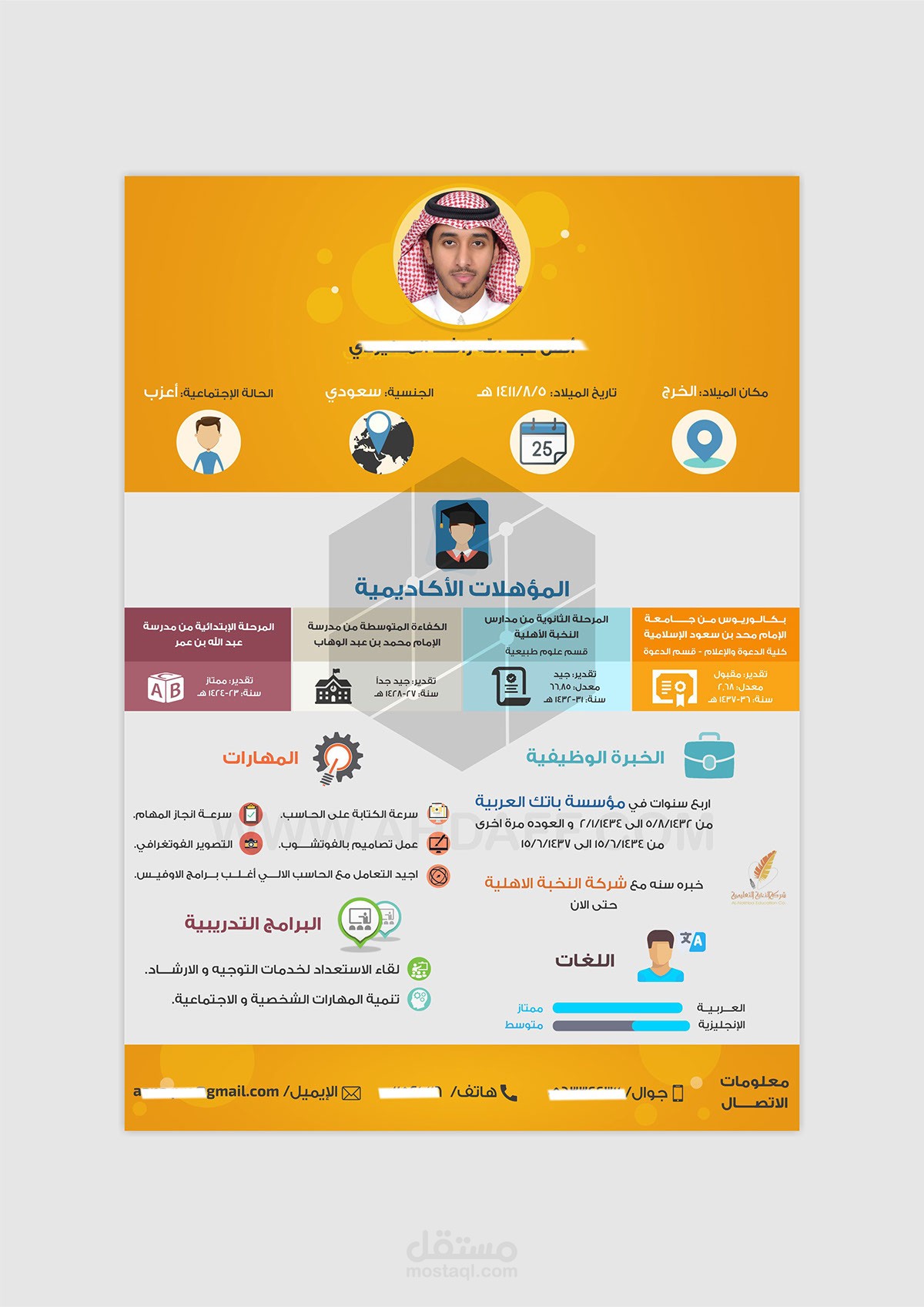 بعض الأعمال السابقة في تصميم السيرة الذاتية بأسلوب الانفوجرافيك