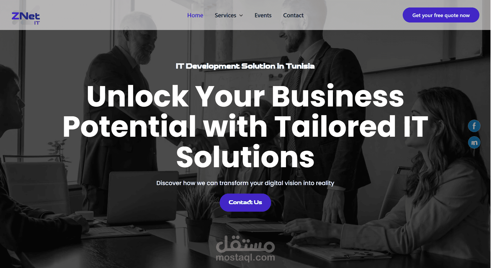 تطوير موقع لعرض خدمات شركة ZNet-IT