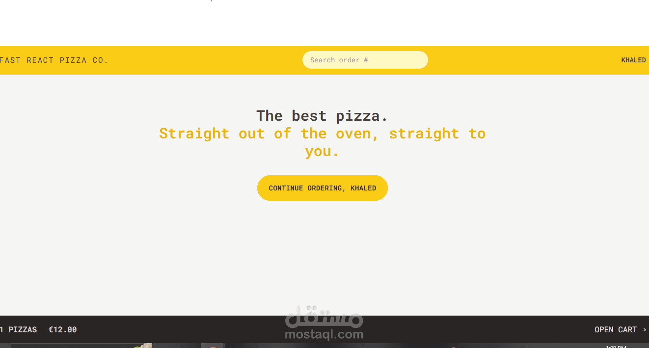 تطبيق البيتزا – Pizza React App