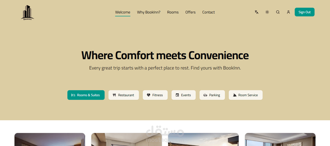 BookInn - موقع ويب لحجز فندق