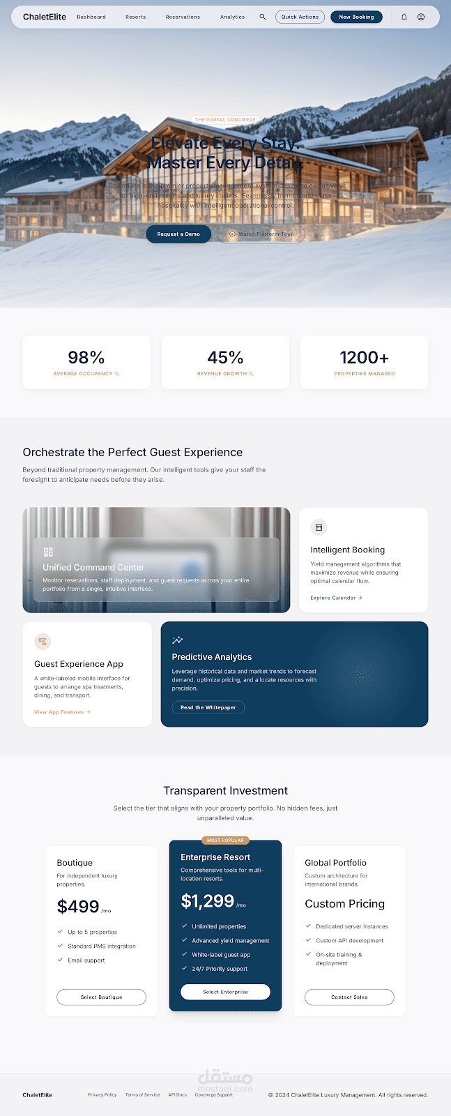 Resort & Chalet Management SaaS Platform