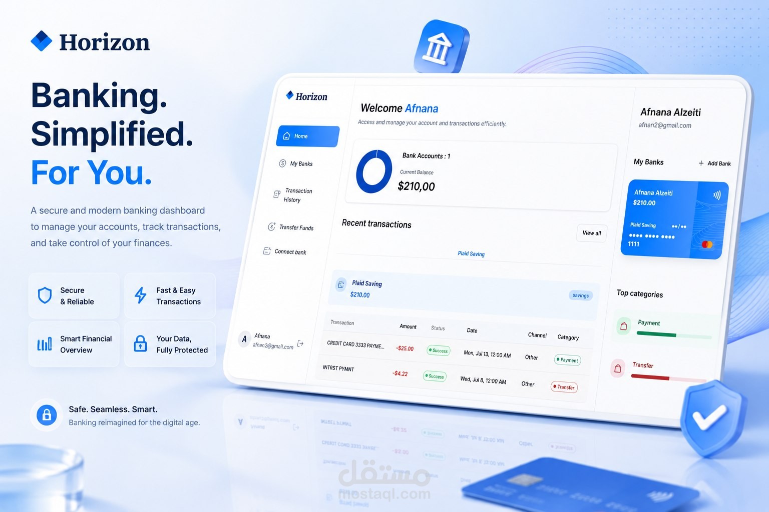 تطوير تطبيق Banking App لإدارة الحسابات البنكية والتحويلات المالية