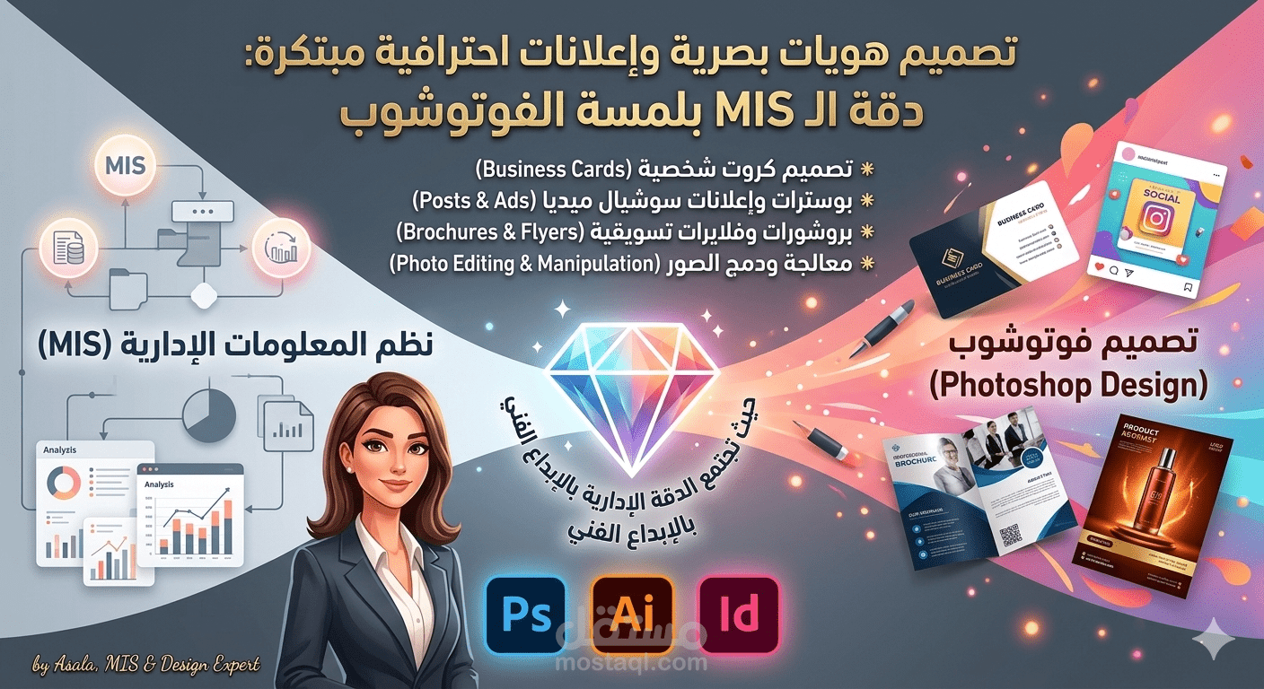 تصميم هويات بصرية وإعلانات احترافية مبتكرة باستخدام Photoshop