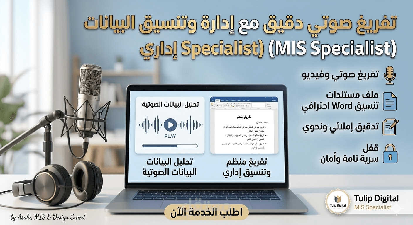 تفريغ صوتي احترافي (باللغتين) مع تنسيق وتدقيق لغوي شامل