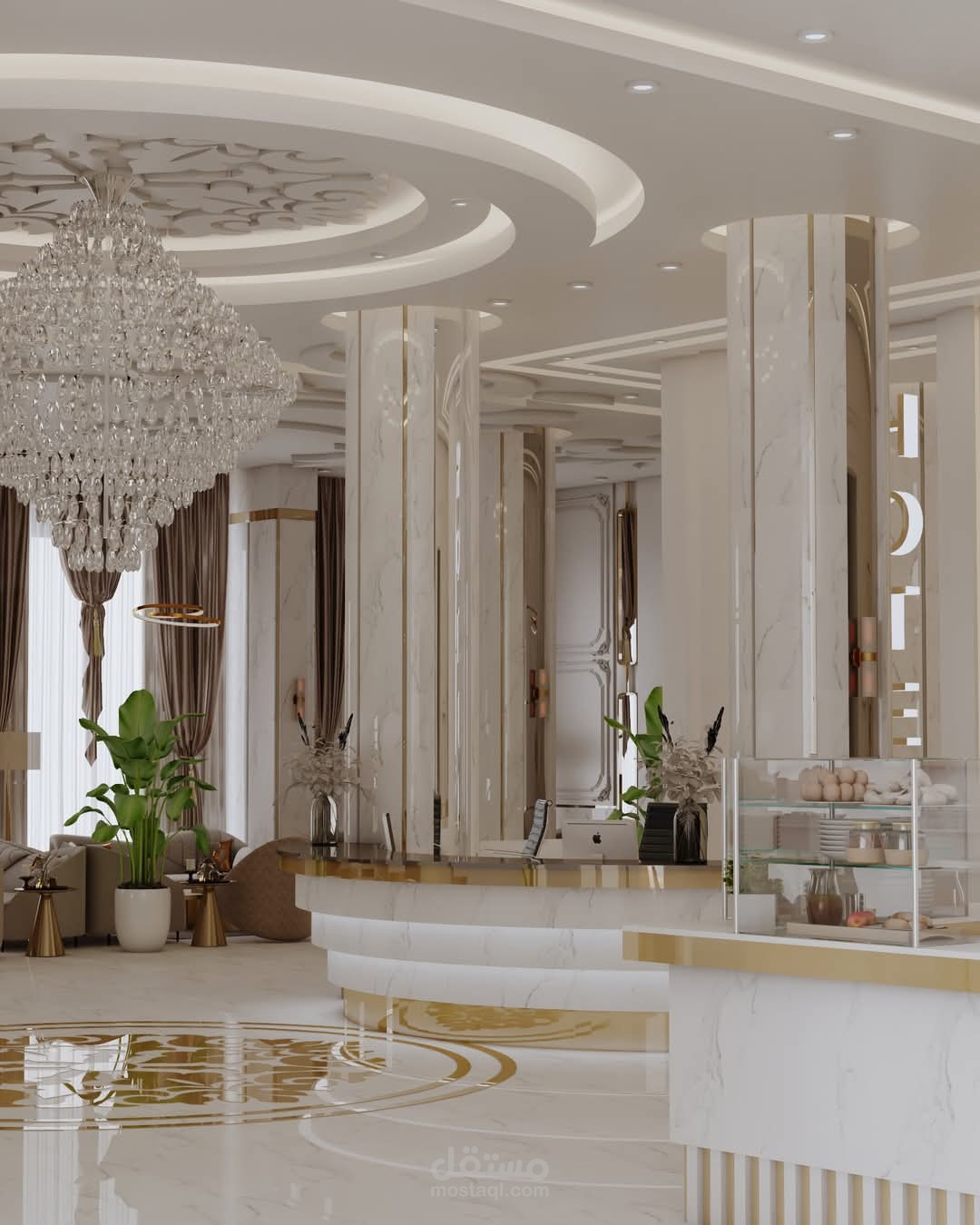 تصميم داخلي  استقبال رسبشن فندق في الرياض