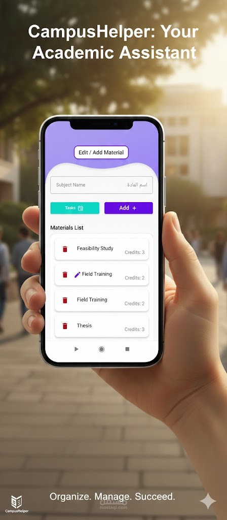 برمجة تطبيق المساعد الجامعي وإدارة المهام (UI/UX Redesign)