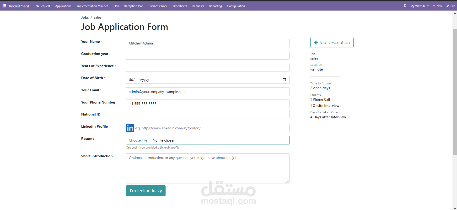 مجموعة أعمال ERP باستخدام Odoo