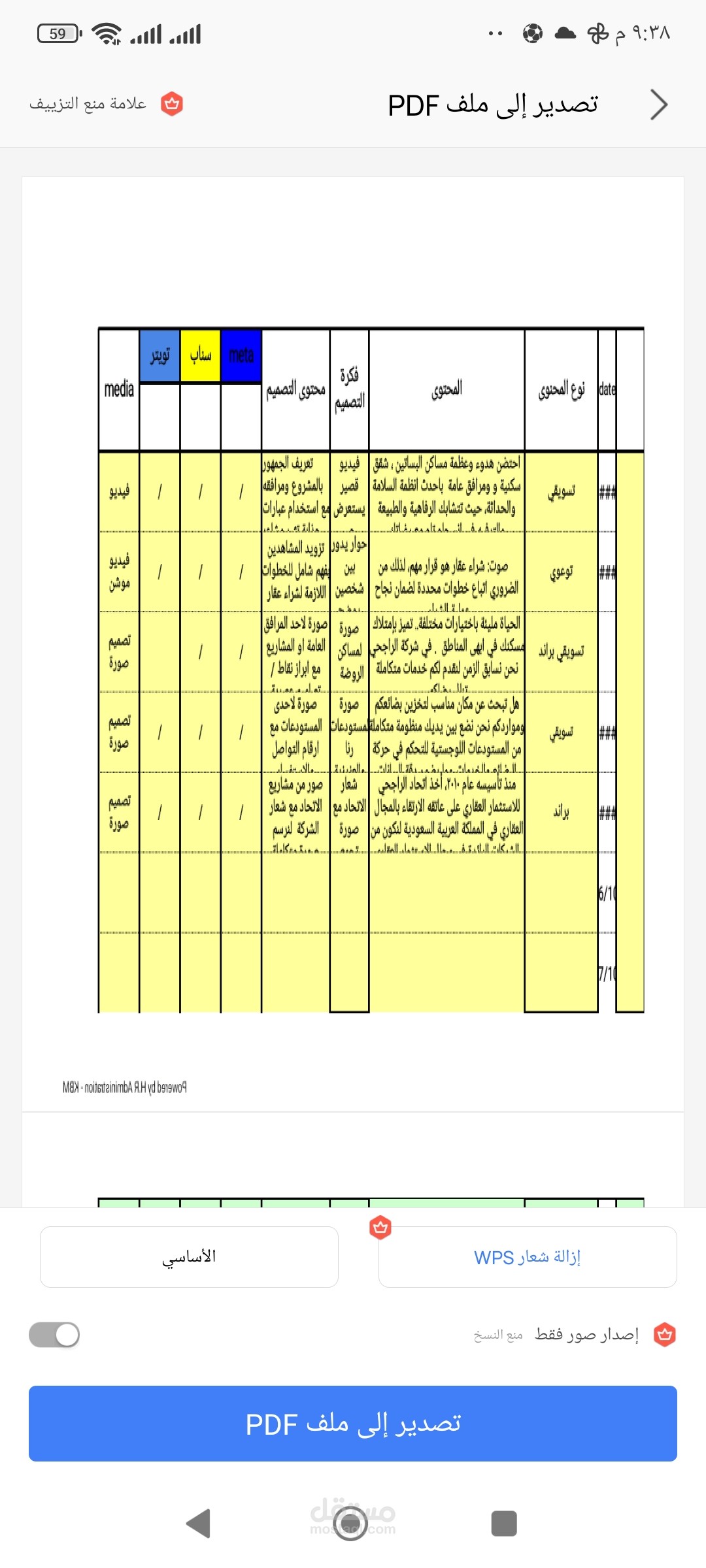خطة محتوى تصاميم لشركة عقارات خليجية