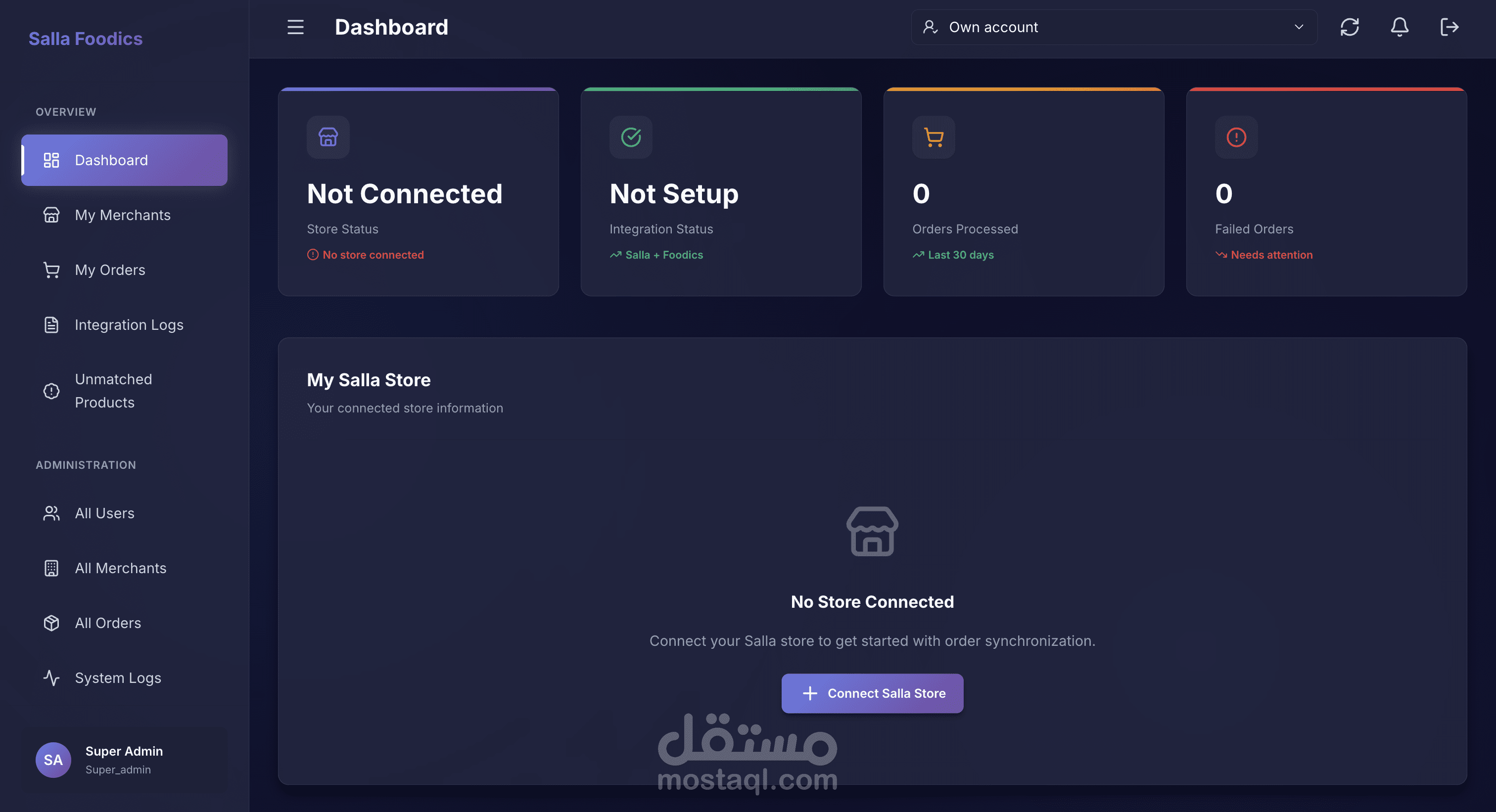 Salla Foodics Integration Dashboard