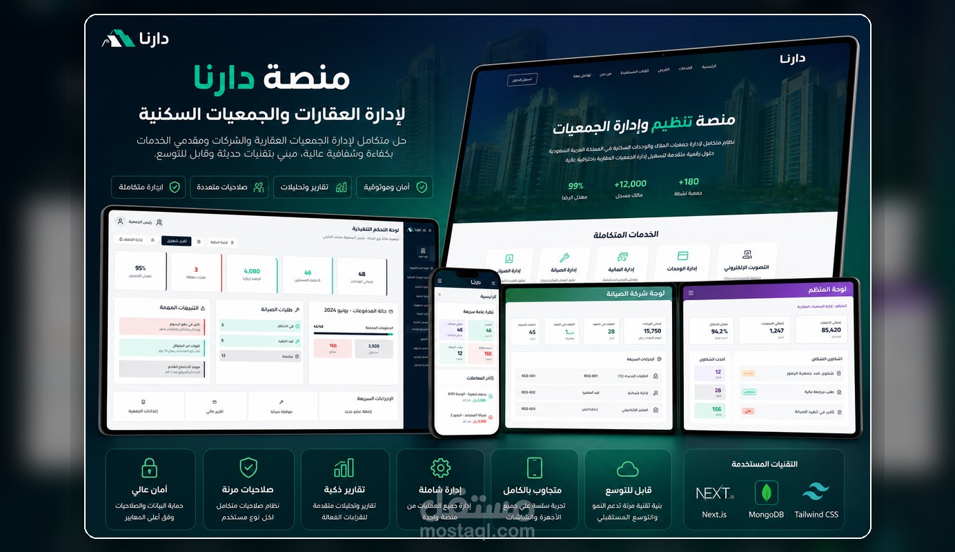 دارنا | منصة SaaS لإدارة العقارات والجمعيات السكنية في السعودية