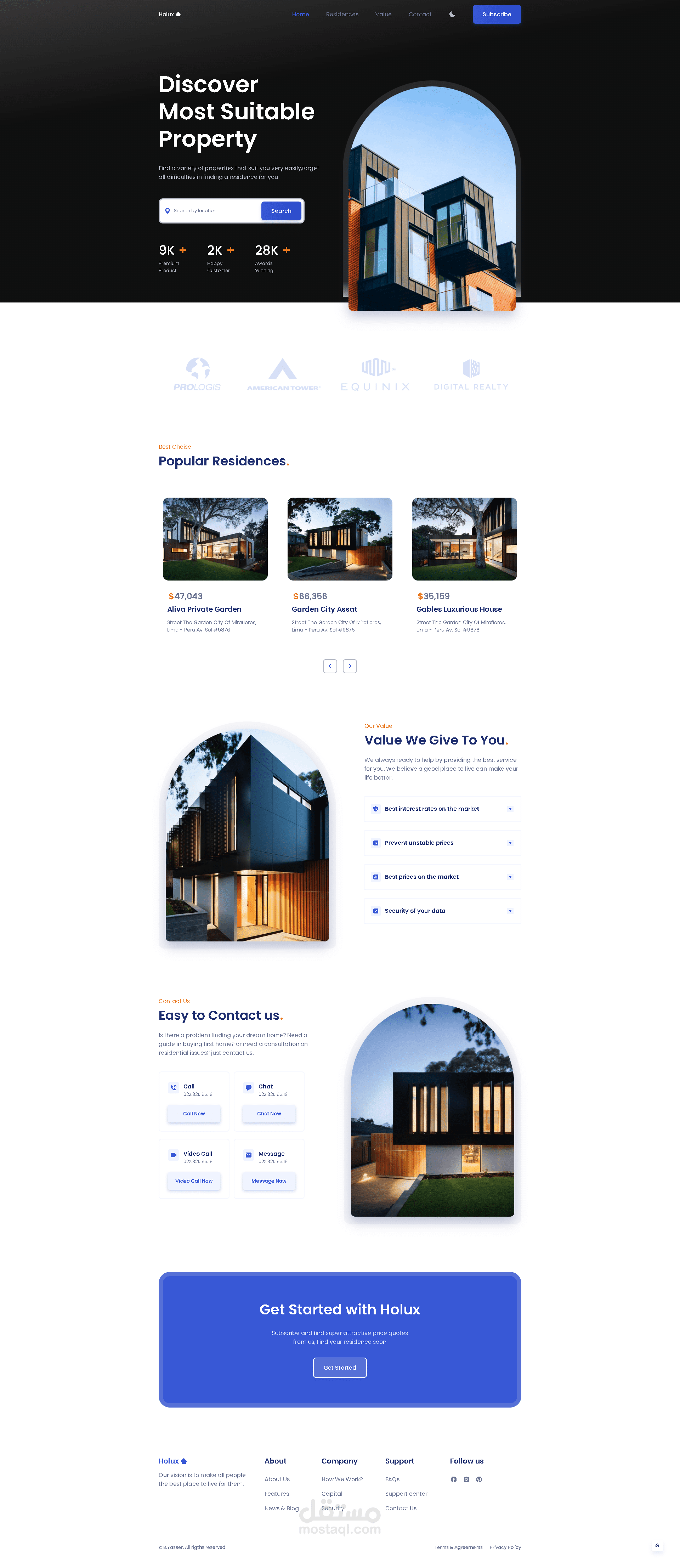 تطوير صفحة هبوط لموقع عقاري