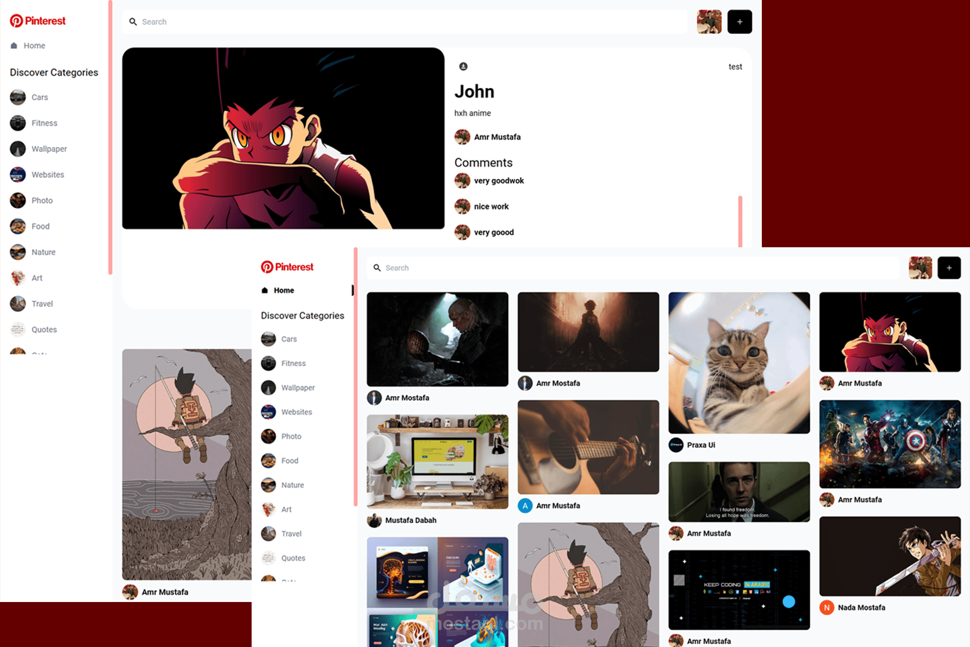 Pinterest Clone Full Stack | مشروع كامل