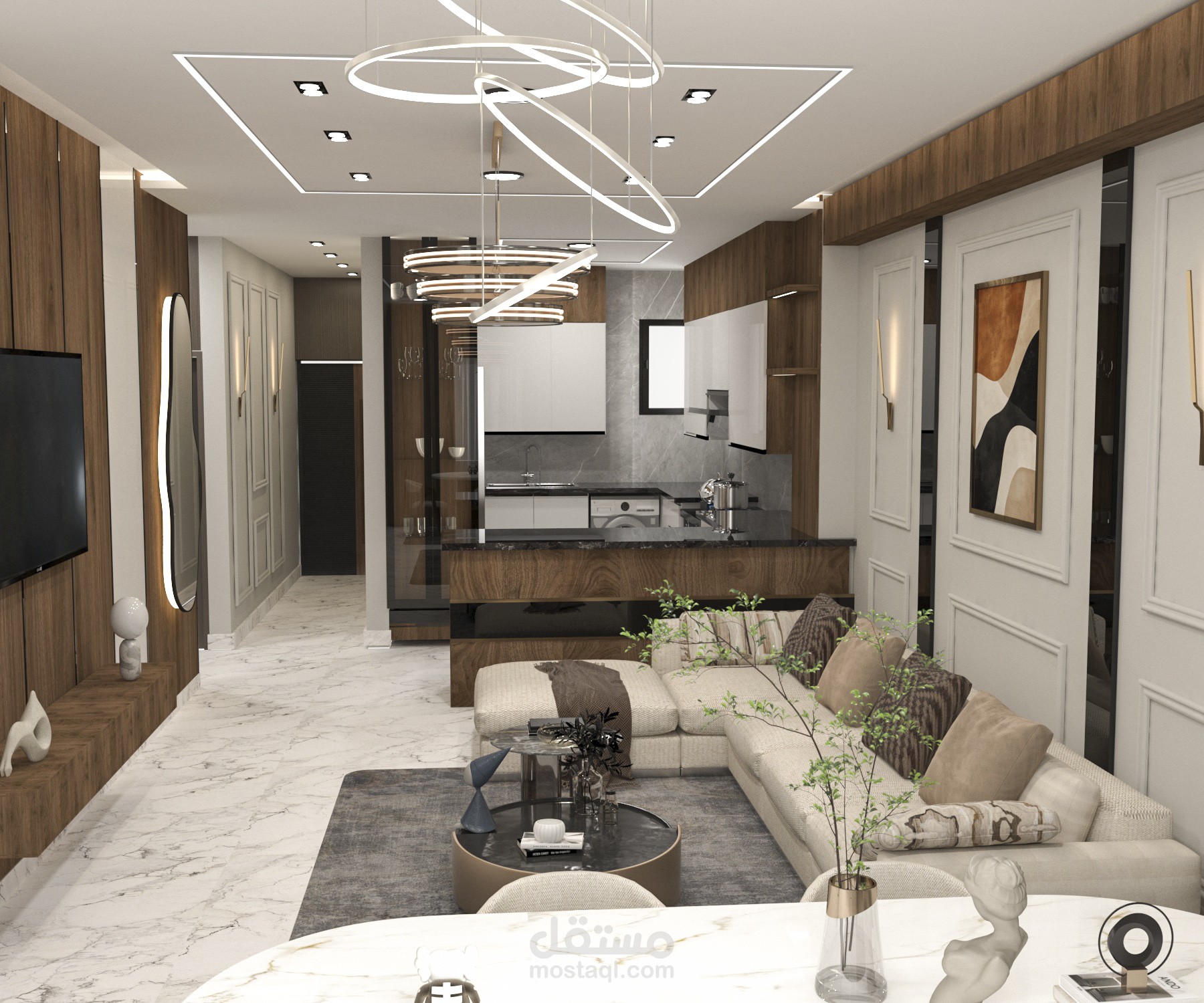 Reception and kitchen