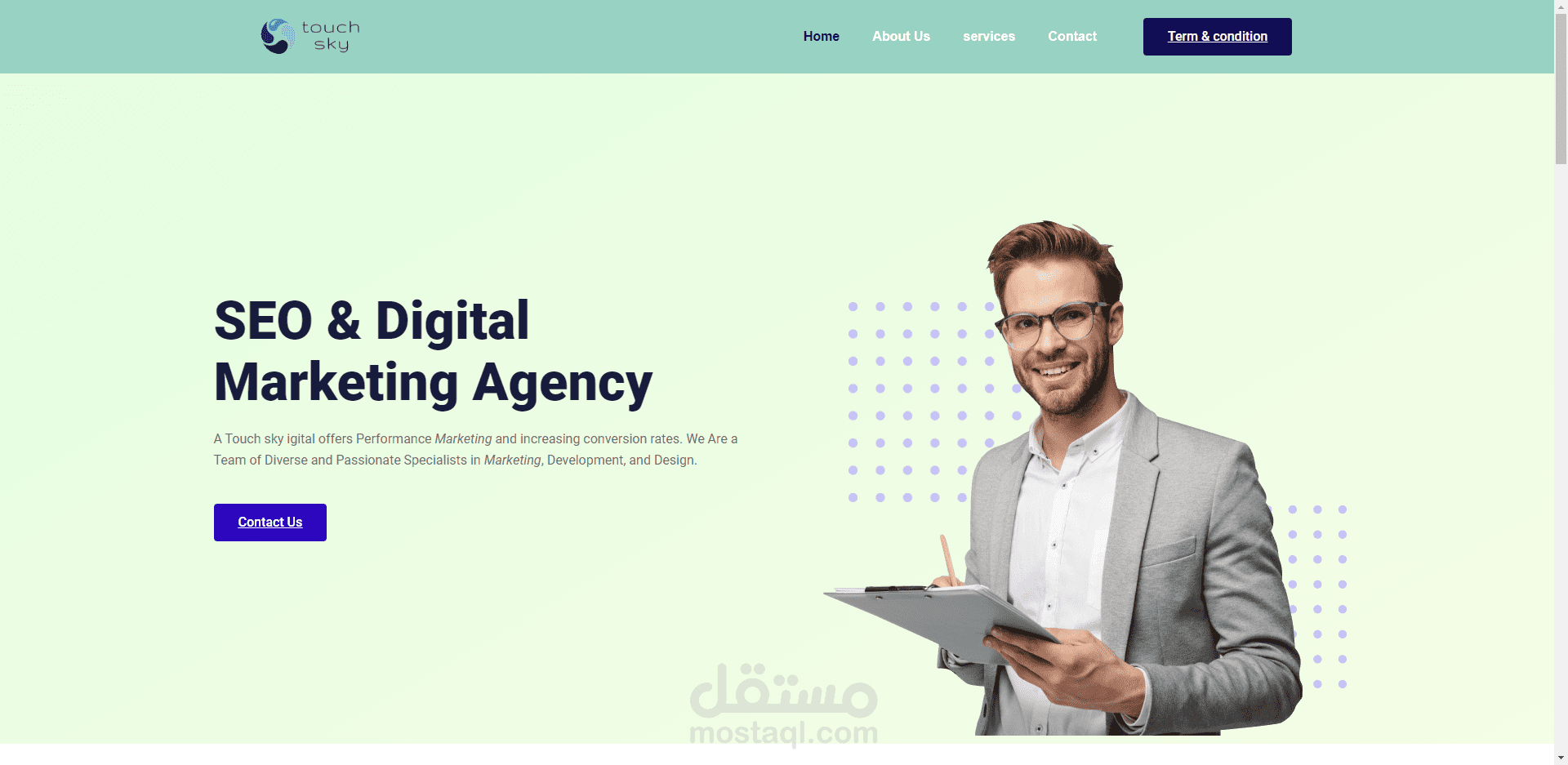 تصميم موقع الكتروني لعرض الخدمات التسويقية