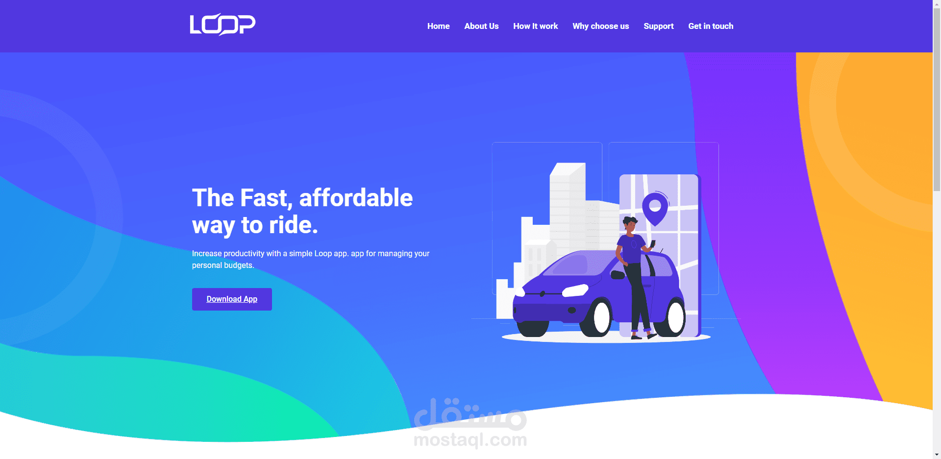 تصميم موقع لاندينج بيدج لعرض مميزات التطبيق