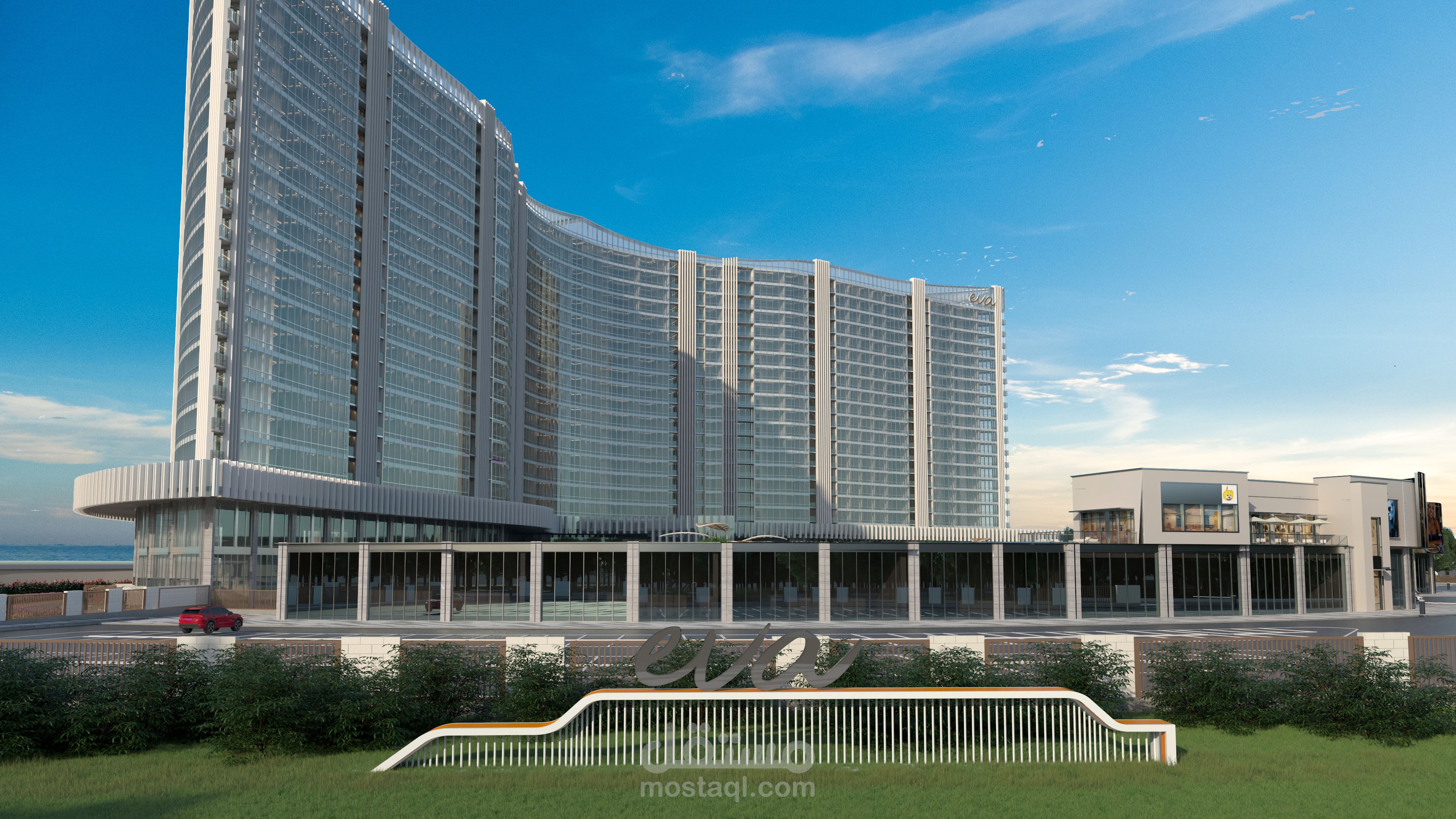 تصميم معماري حديث لبرج سكني ومكاتب