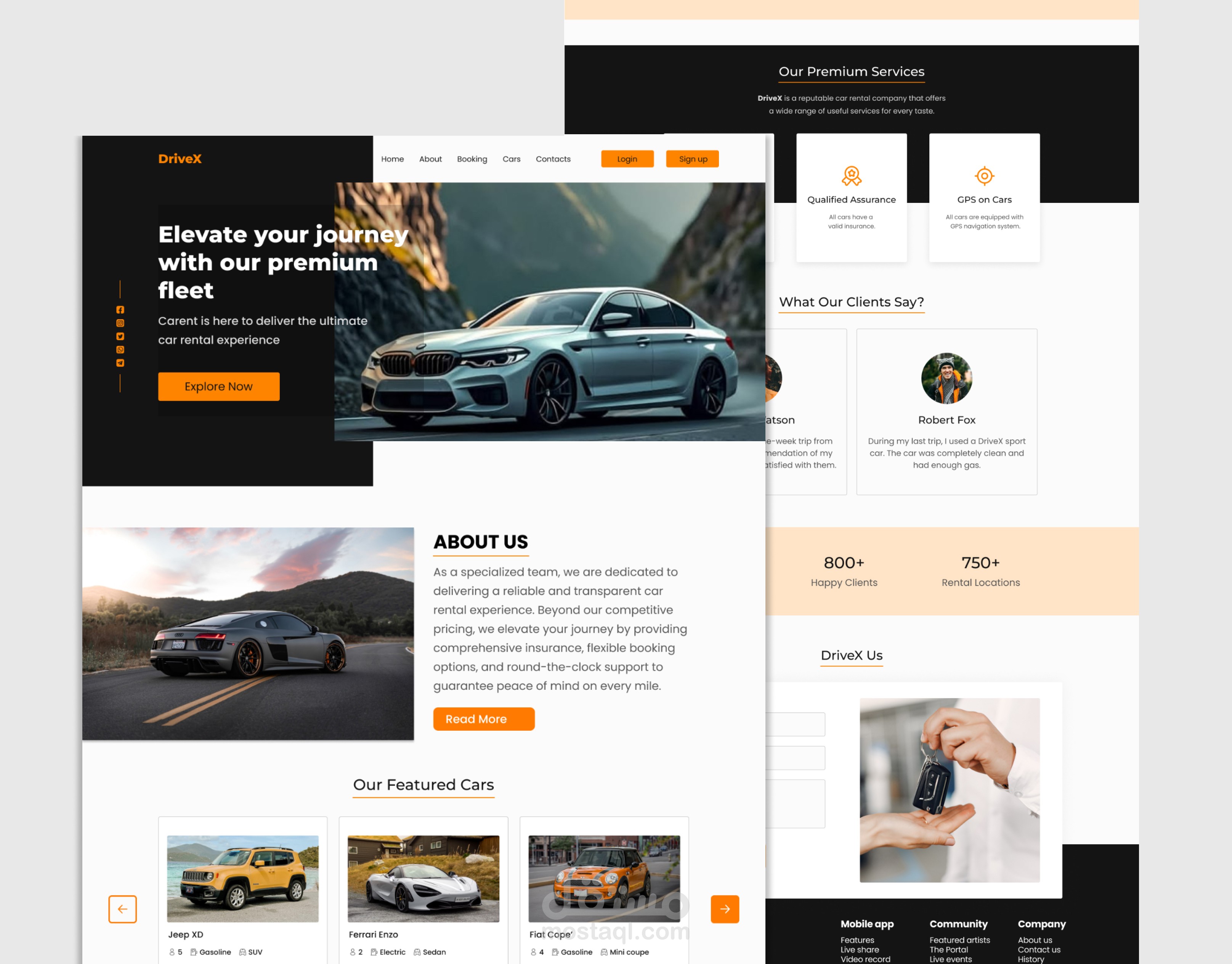 DriveX – Car Rental Website | UI/UX Design & Figma