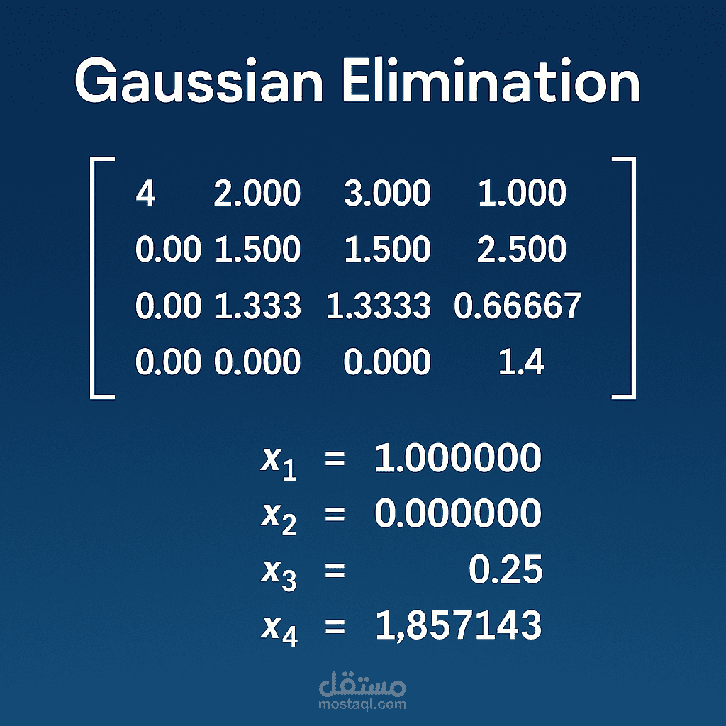 حل نظام معادلات باستخدام Gaussian Elimination