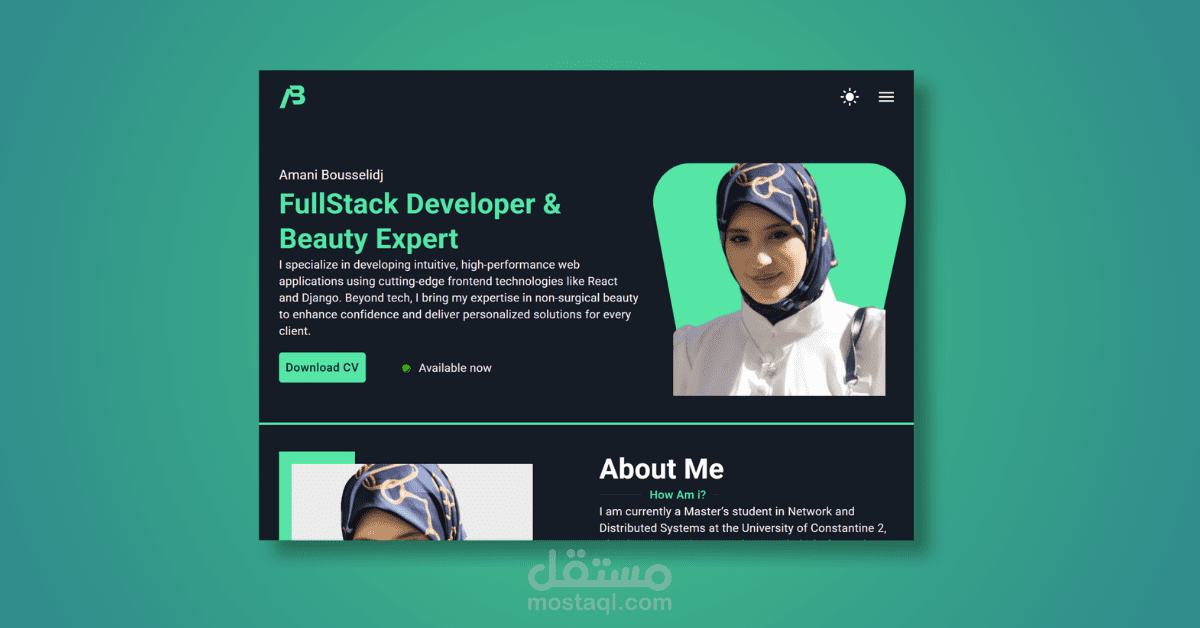 تصميم موقع إلكتروني لمحفظة شخصية لعرض المهارات والمشاريع