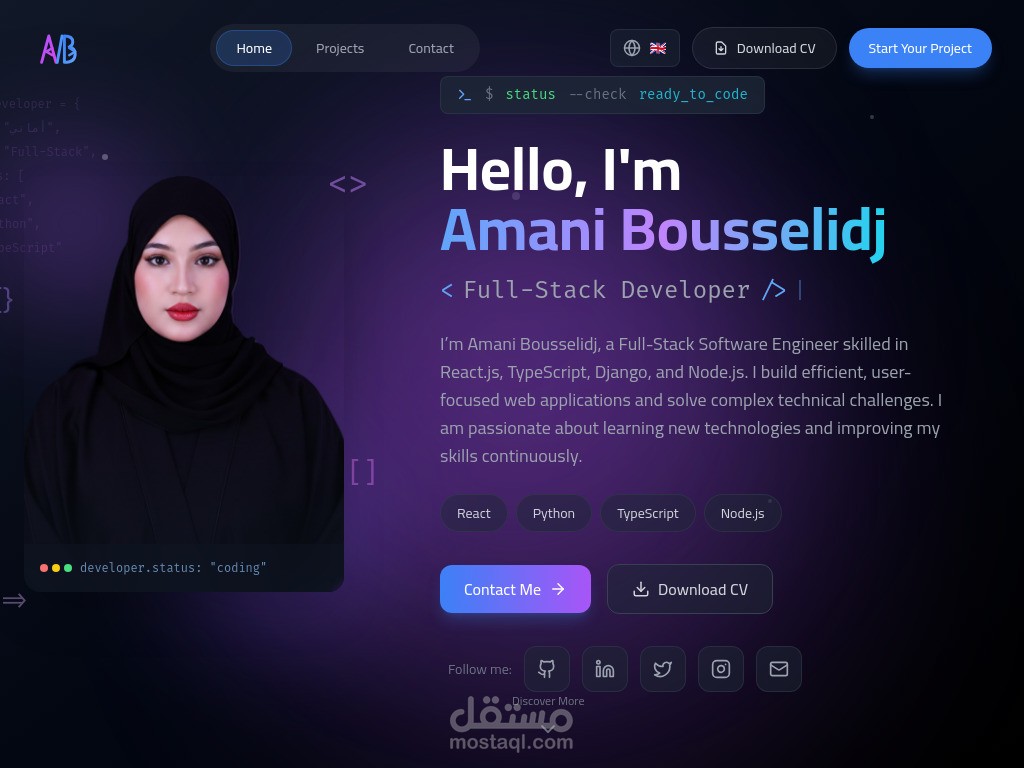 موقع بورتفوليو احترافي متعدد اللغات