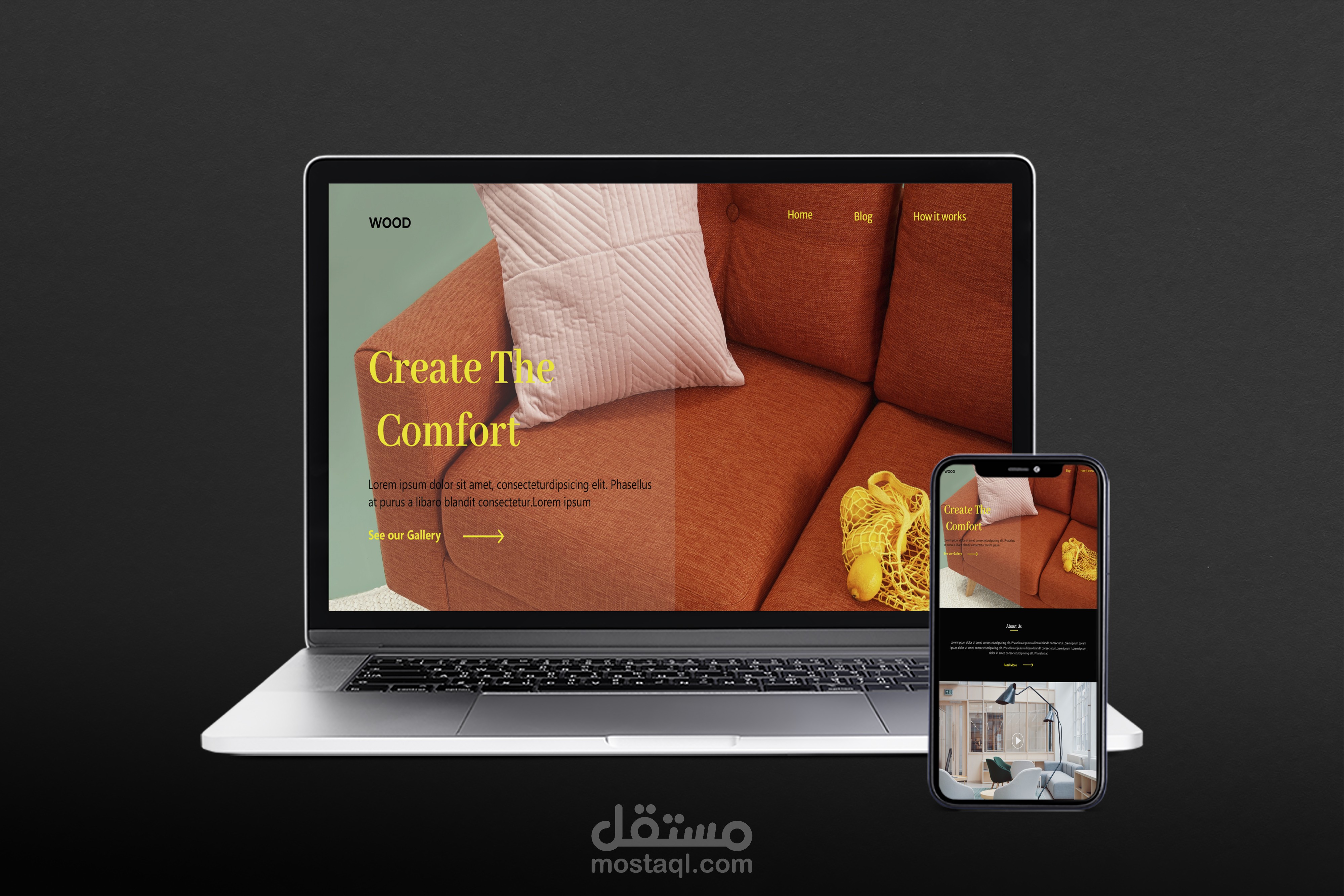 تصميم واجهة موقع لشركة اثاث