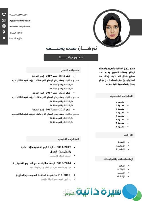 اسوي لك سي في او سيرة ذاتية على حسب اختيارك