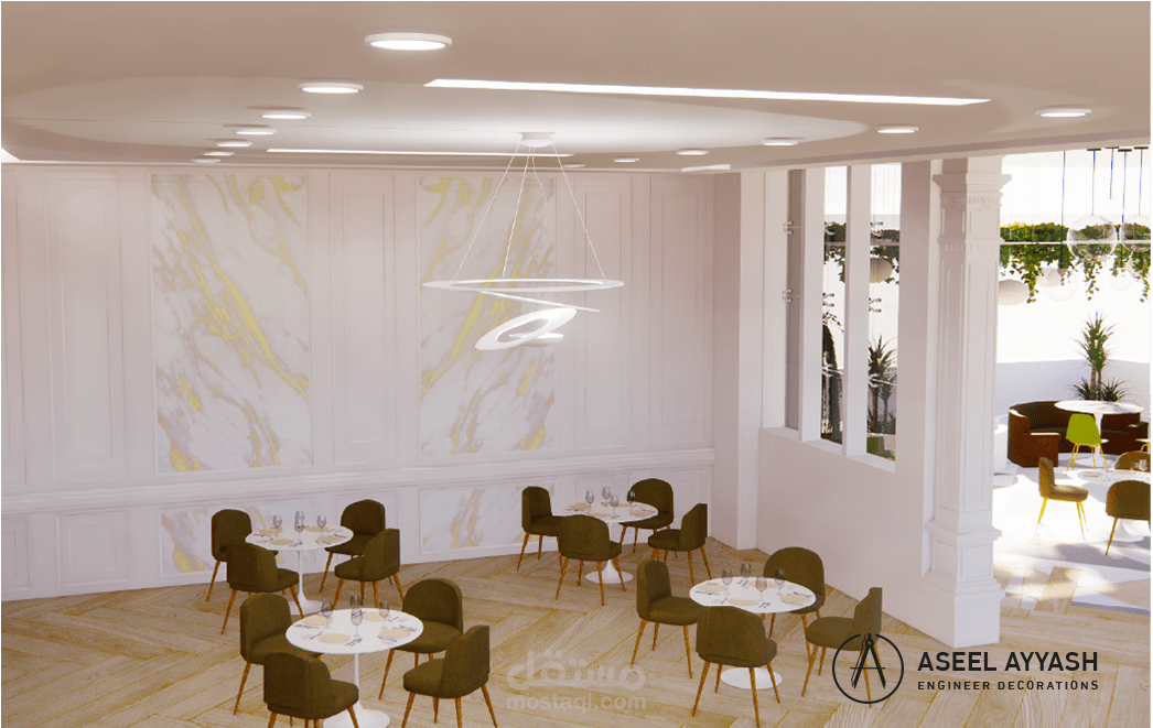 تصميم داخلي مطعم على الطراز نيوكلاسيك