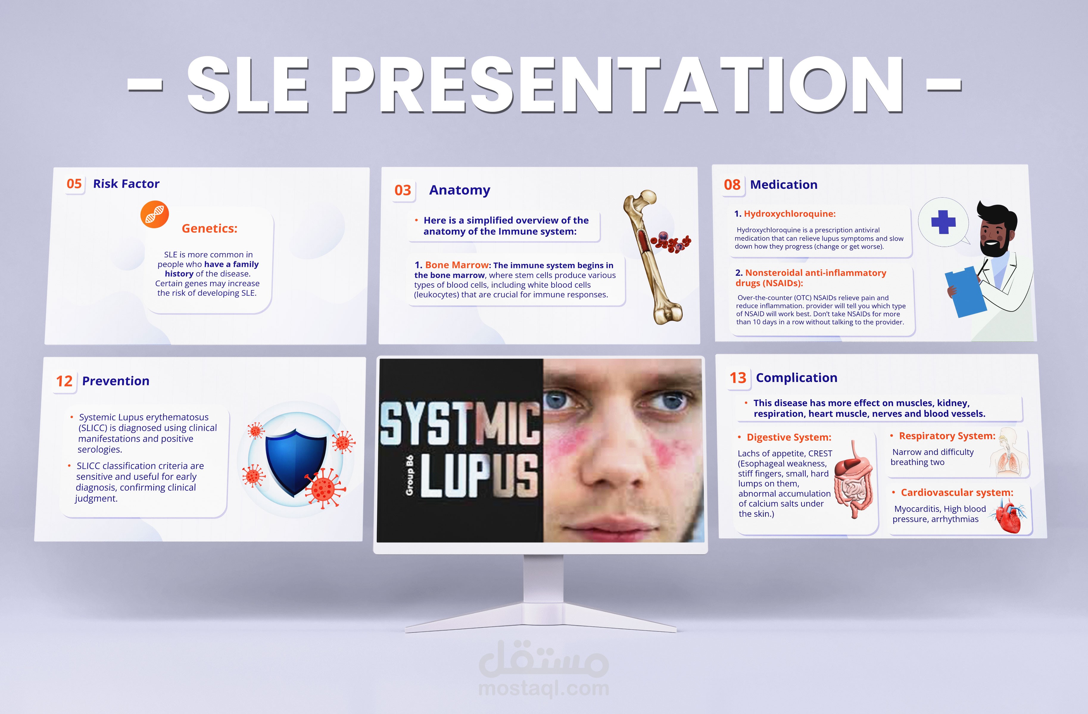 PowerPoint presentation about systemic lupus - تصميم عرض تقديمي عن مرض الذئبة الجهازية