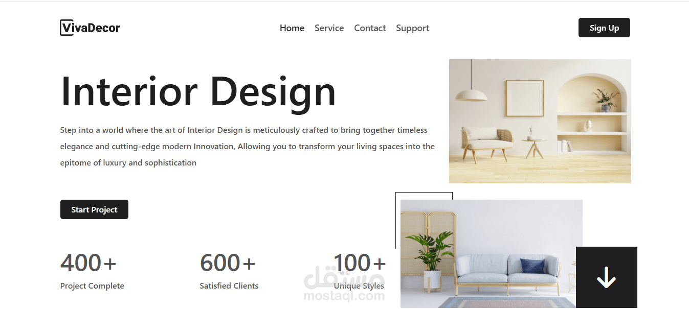 Landing Page for Interior Design Website using Bootstrap