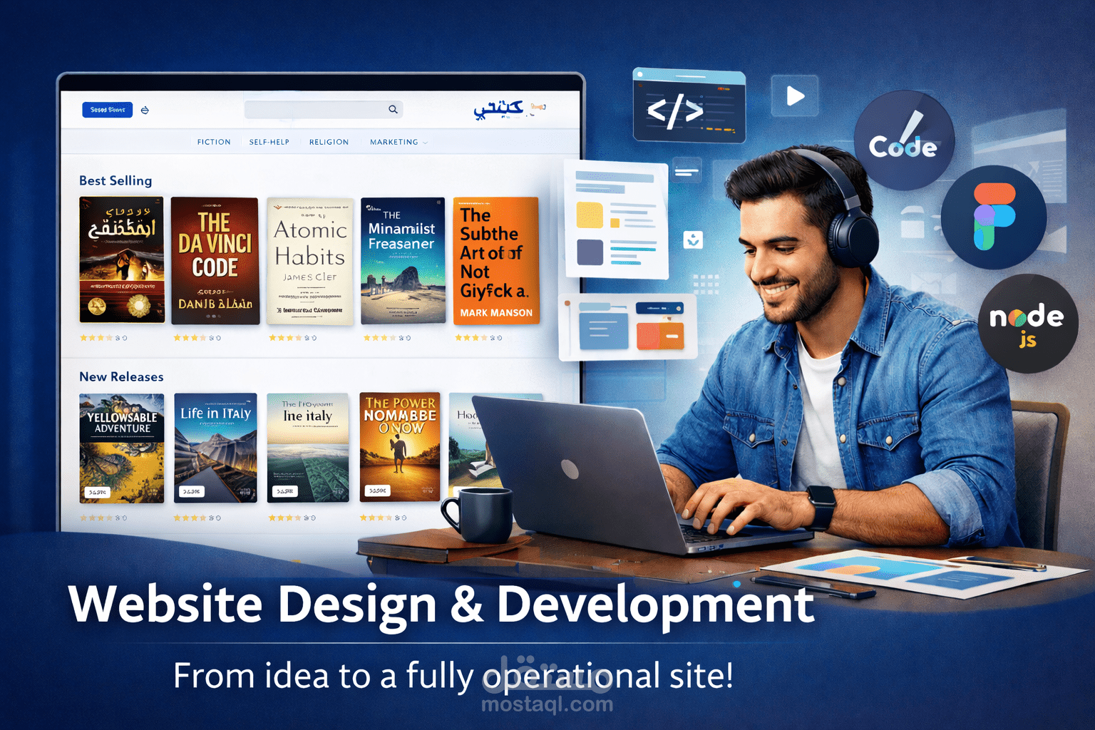 تصميم وبرمجة منصة كتب إلكترونية عربية بتجربة مستخدم عصرية