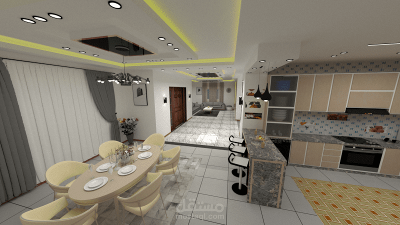 تصميم داخلي ديكور لطابق ارضي