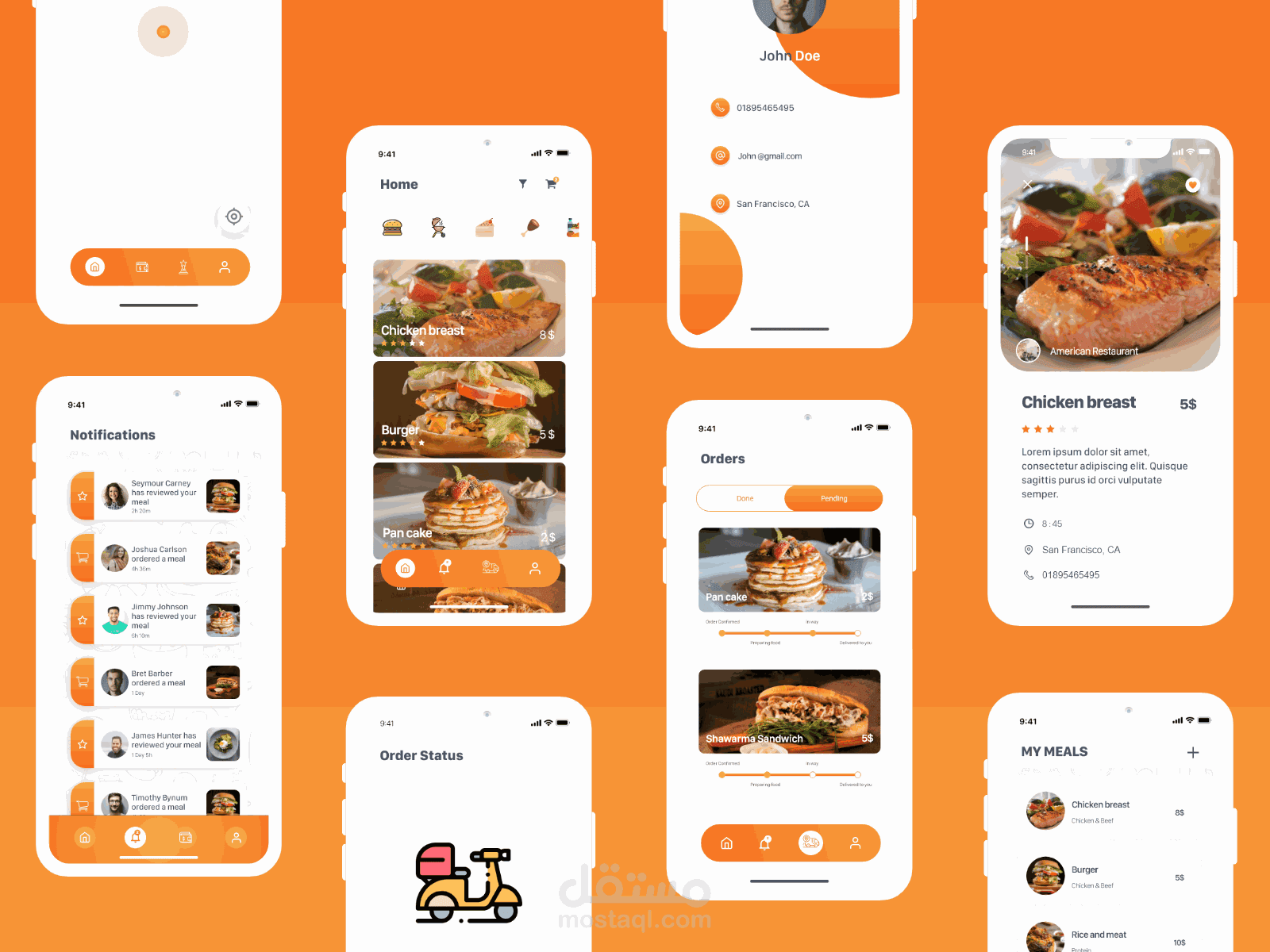 تصميم واجهات  مستخدم (uiux) لصالح مطعم مأكولات