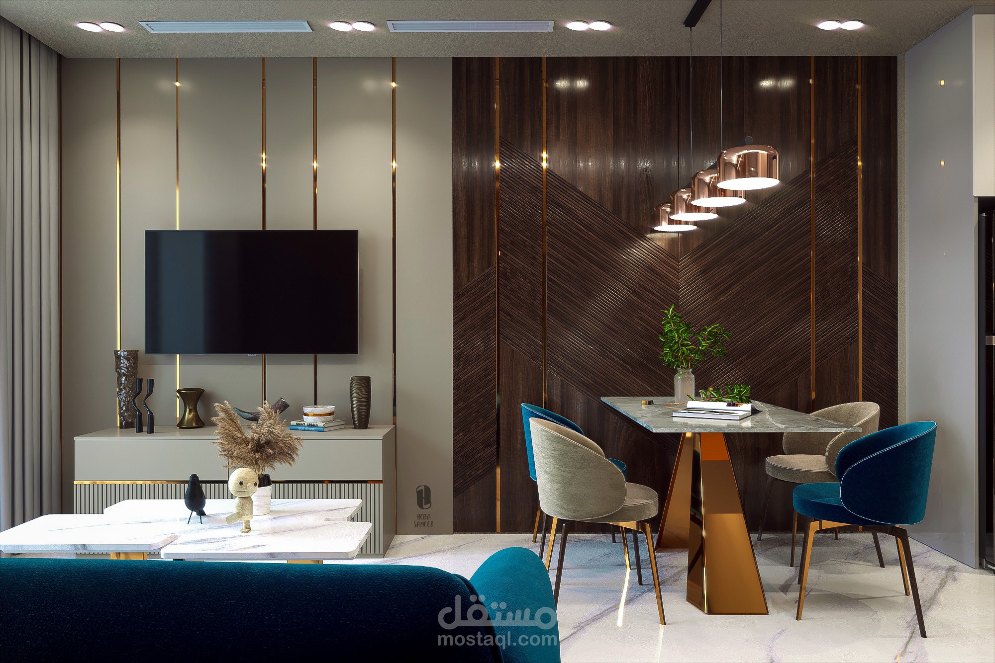 Dinning Set & Living Room Design !