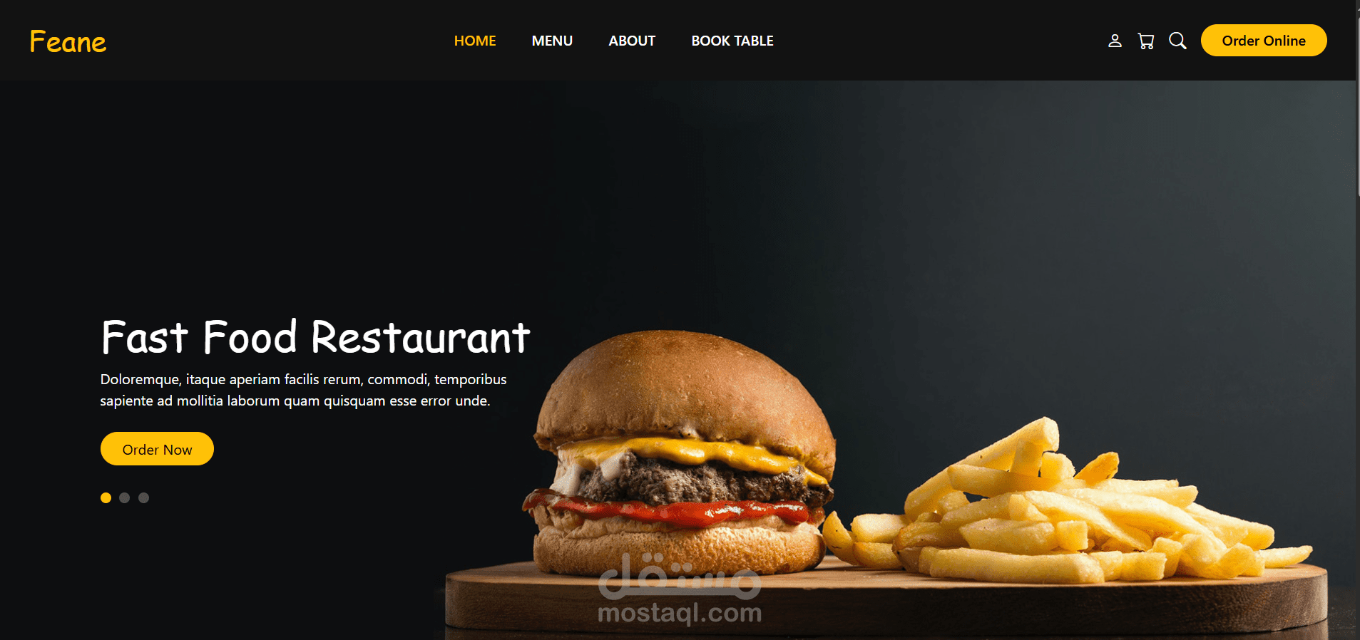 تصميم واجهة موقع مطعم باستخدام HTML, CSS, bootstrap