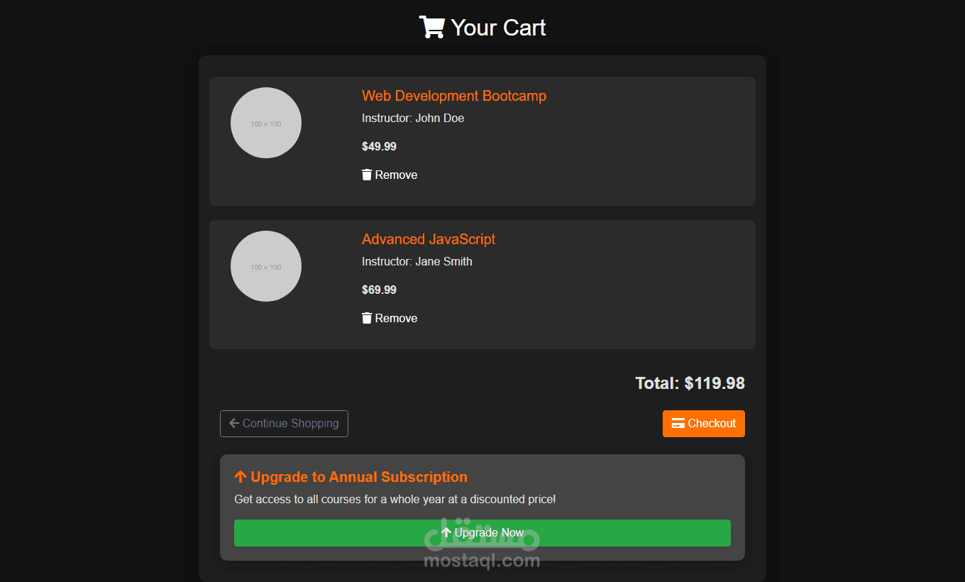 E-learning Cart Page