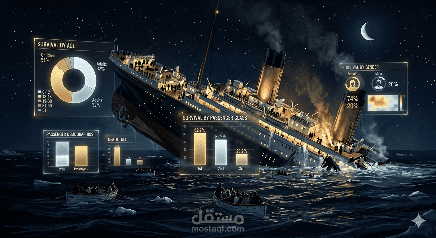تحليل بيانات ركاب تيتانيك والتنبؤ بمعدلات النجاة باستخدم بايثون