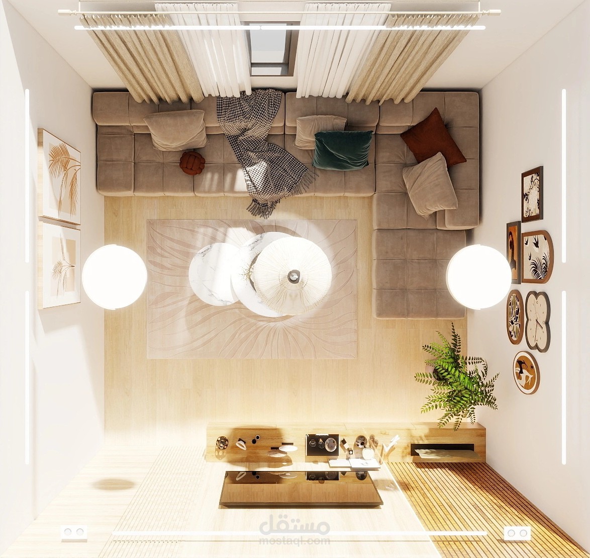 تصميم داخلي أنيق وعصري لغرفة معيشة (Living Room Interior Design)
