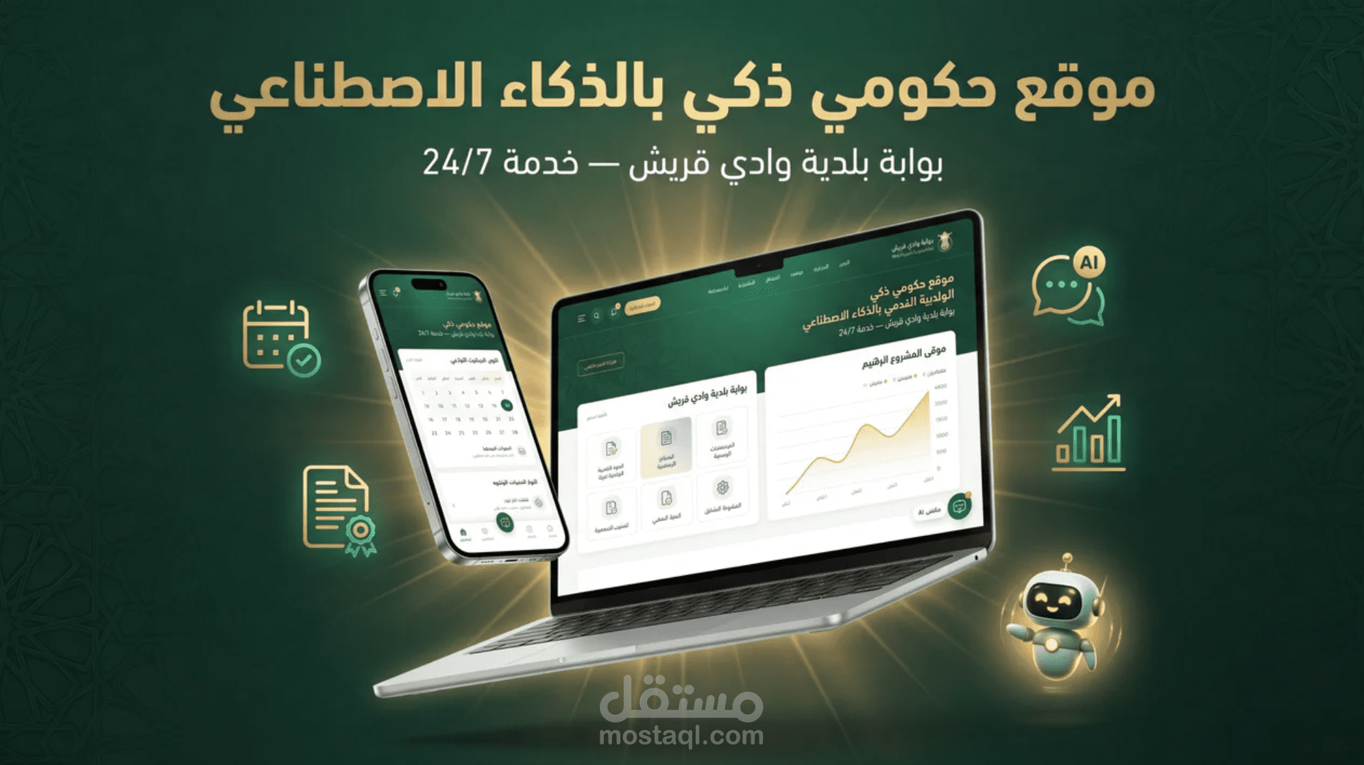 برمجة موقع حكومي ذكي — بوابة بلدية وادي قريش بمساعد ذكاء اصطناعي
