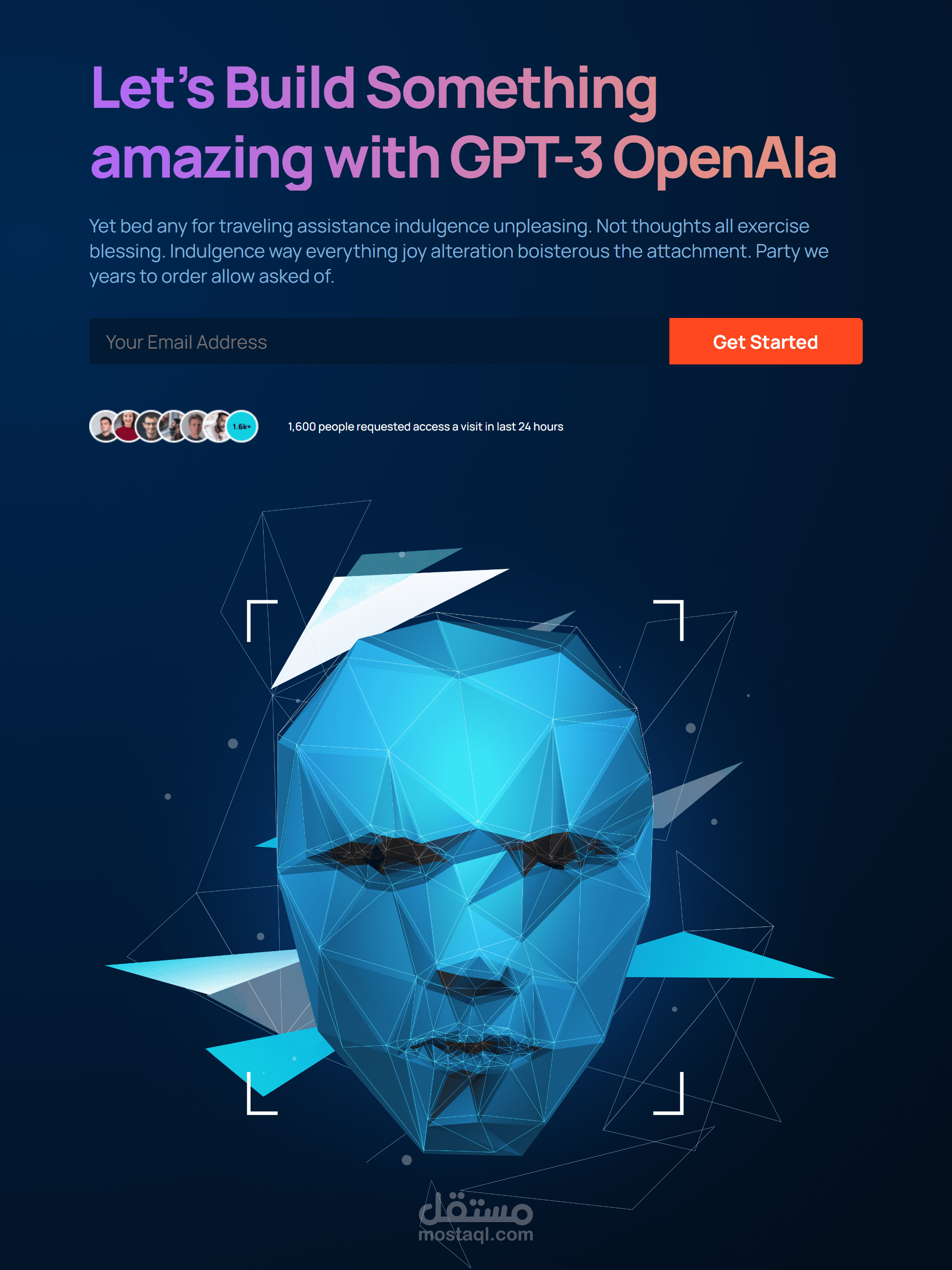 صفحة هبوط للذكاء الصناعي فائق الجودة Premium Quality