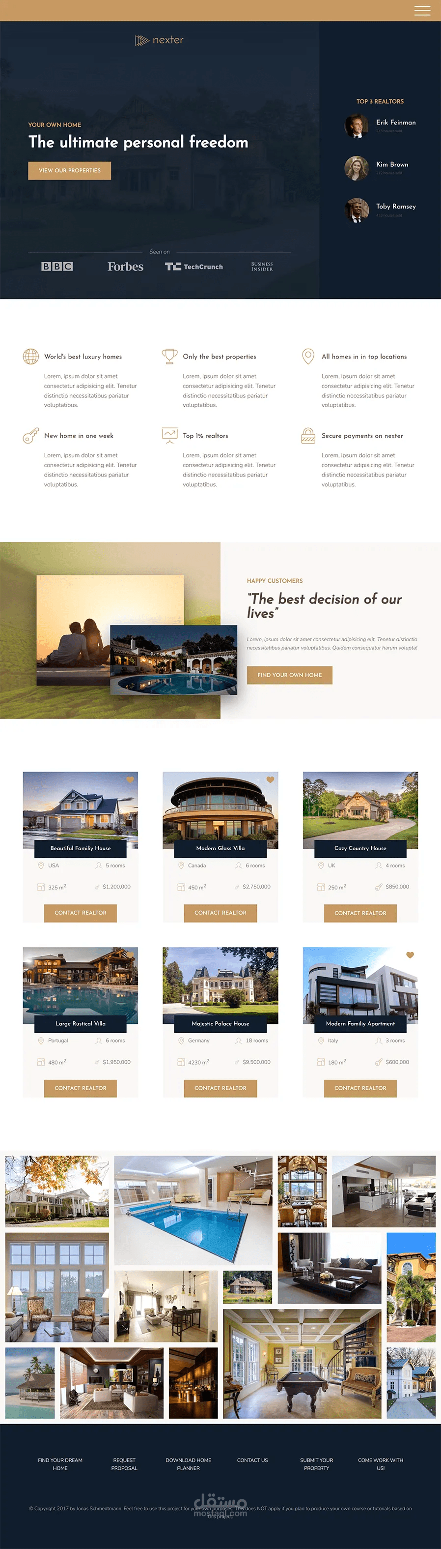 صفحة هبوط لشركة عقارات عالية الجودة Premium Quality