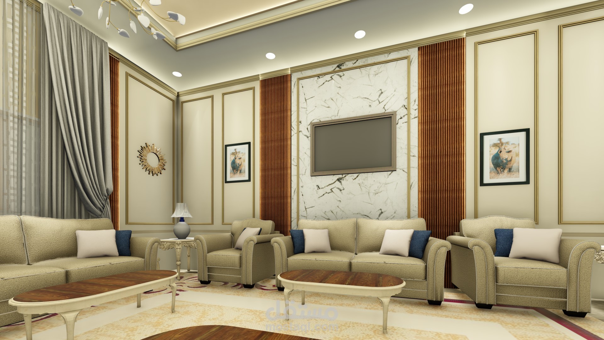 تصميم داخلي 3D مساحته 600