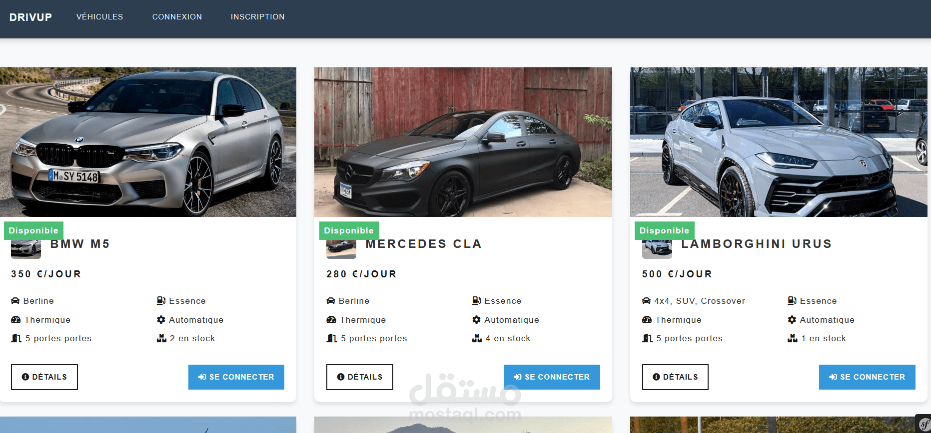 Site web de location de voiture
