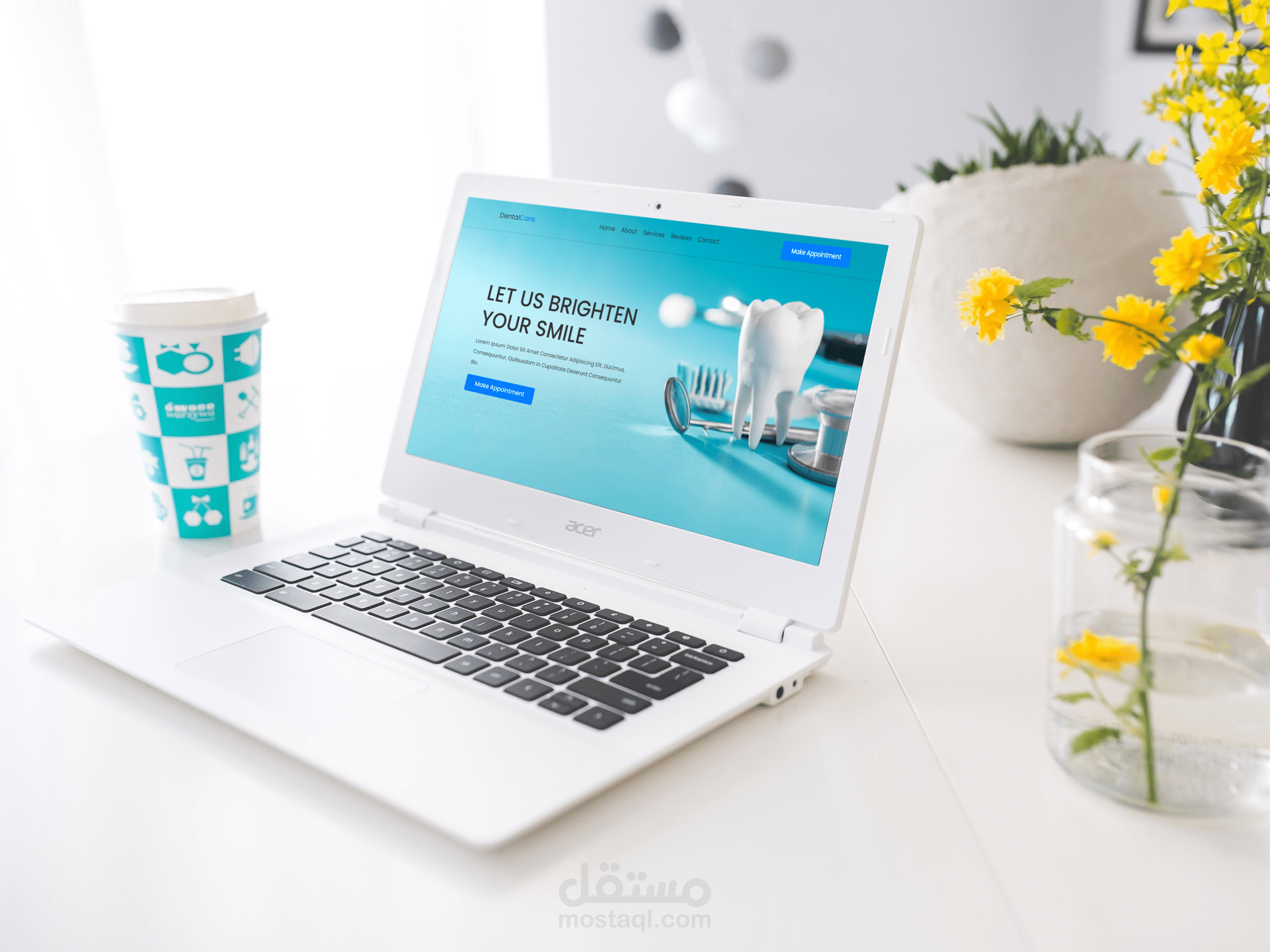 تصميم صفحة هبوط لموقع حجز مواعيد لطبيب أسنان"Front-end"