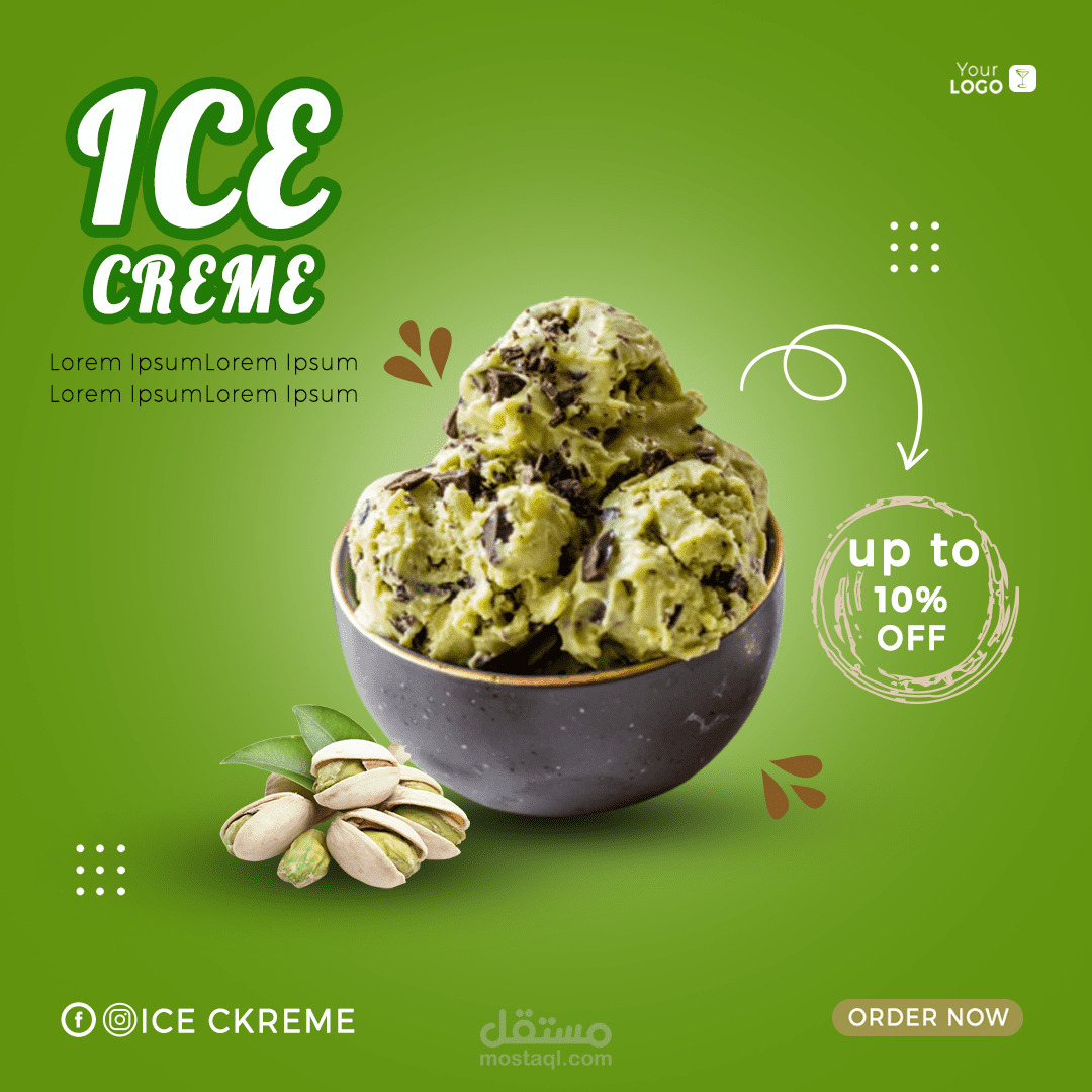 تصميم سوشيال ميديا لمنتج ice crem