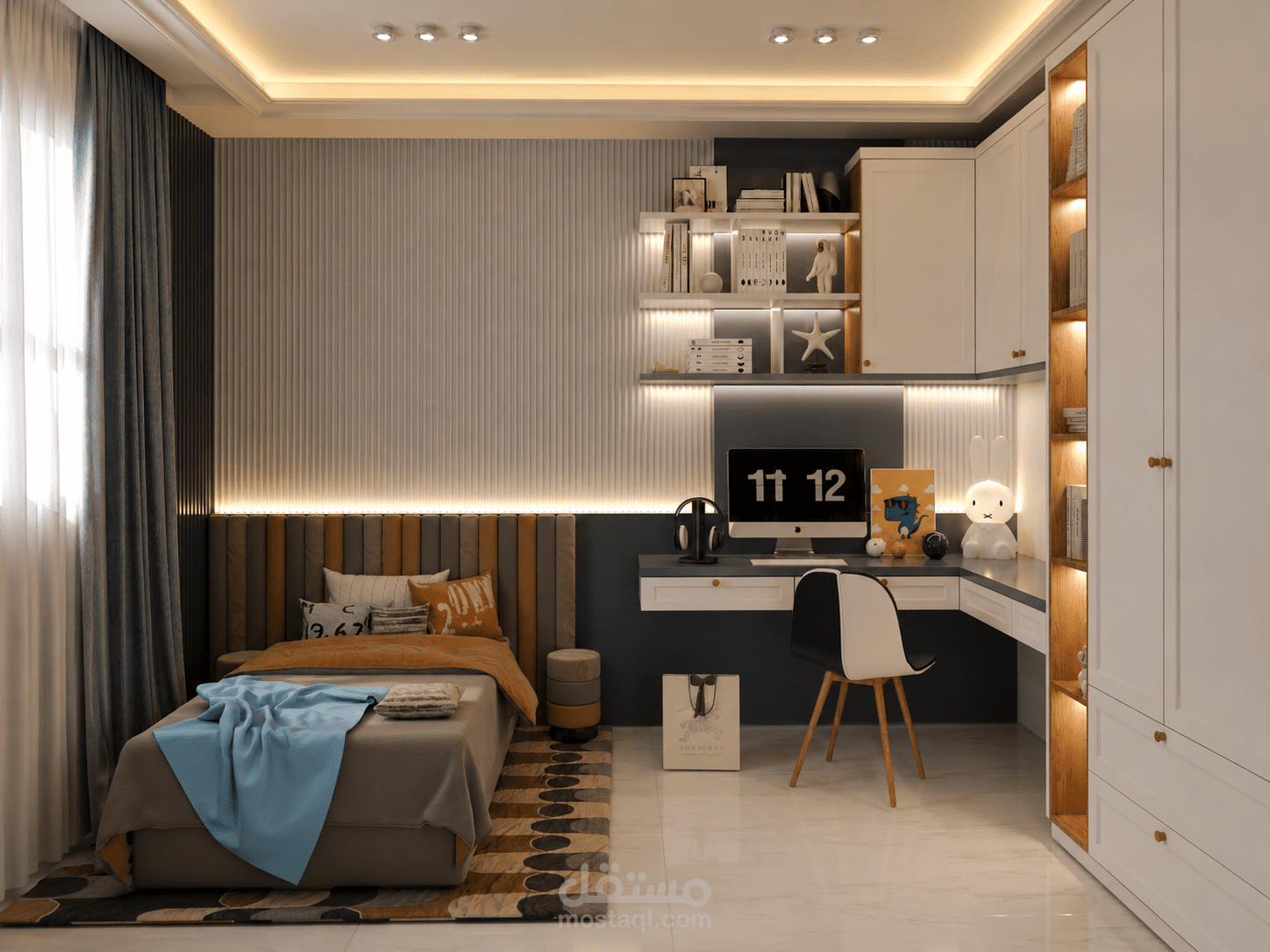 تصميم غرفة نوم عصرية للأطفال/الناشئة بأسلوب Modern Contemporary