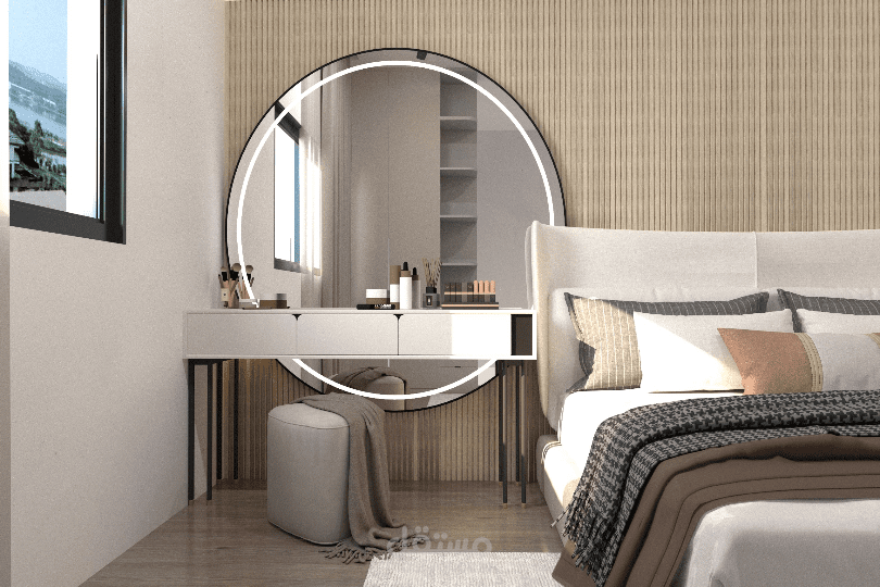 تصميم غرفة نوم وغرفة ملابس صغيرة بطابع حديث ومميز