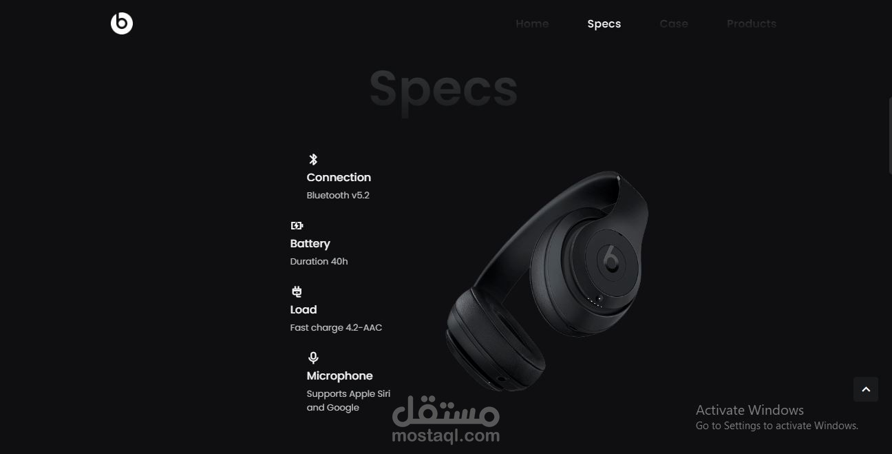 موقع الكتروني مختص بعرض وبيع السماعات يتميز بالمؤثرات البصرية المتميزة