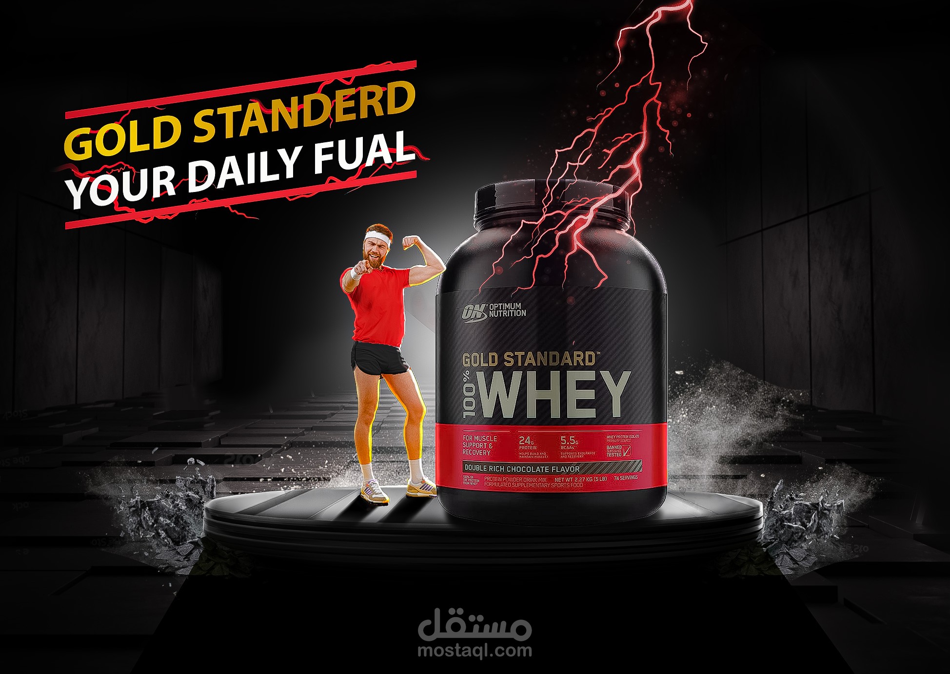 تصميم سوشيال ميديا لشركة منتجات البروتين المعروفه  whey protein .