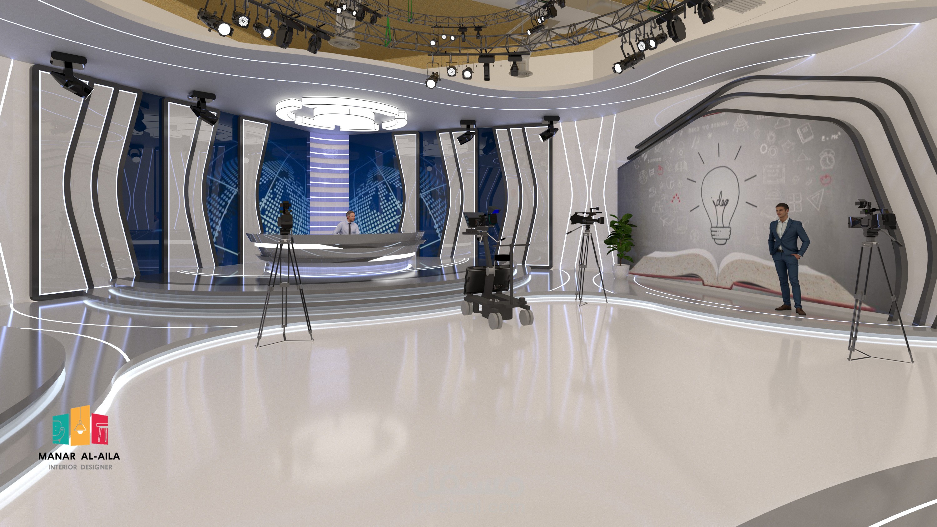تصميم داخلي لاستديو اخباري